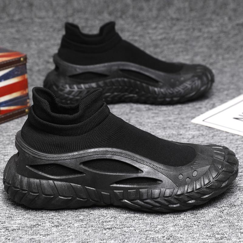 New men's shoes summer flying woven mesh breathable socks casual shoes fashionable simple lazy shoes