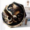 Wolf and Eagle Yin Yang Symbol Circular Art Print Poster Umbrella, Cute Umbrella with Cute Design, Portable 3-Fold Compact Umbrella for Men & Women, V