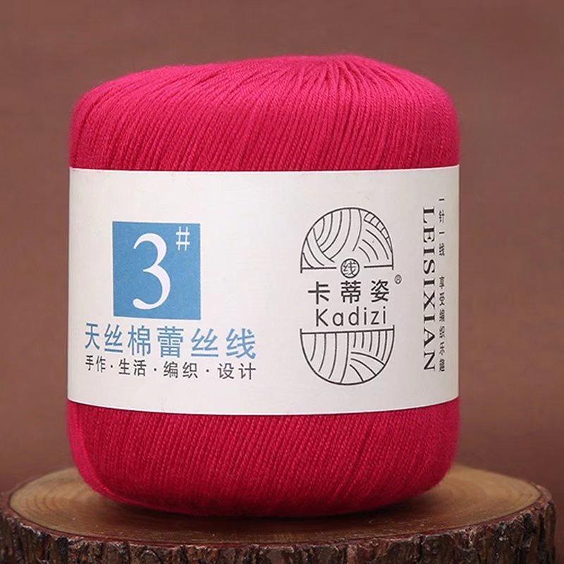 1 Rotolo Filato di Pizzo Cotone Tencel per Uncinetto Estivo & Lavori a Maglia Fai-da-Te - No. 3