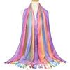 Colorful Jacquard Autumn and Winter Pashmina Scarf for Women Long Tassel Bufanda Mujer Shawl Female Stole Trip Warm Headscarf