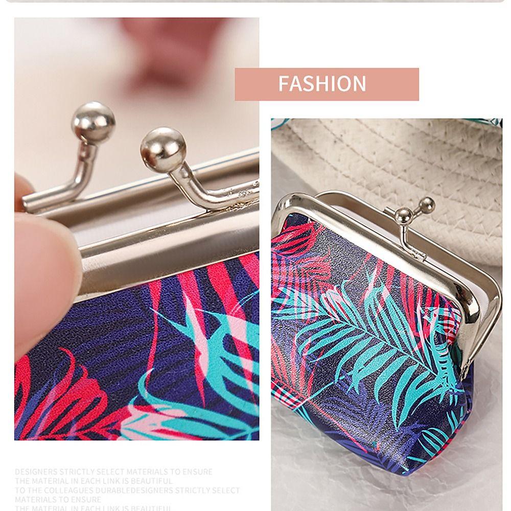 Vintage Floral Coin Purse Ethnic Style Iron Mouth Clip Change Money Organizers PU Cash Pouch Gift Bag