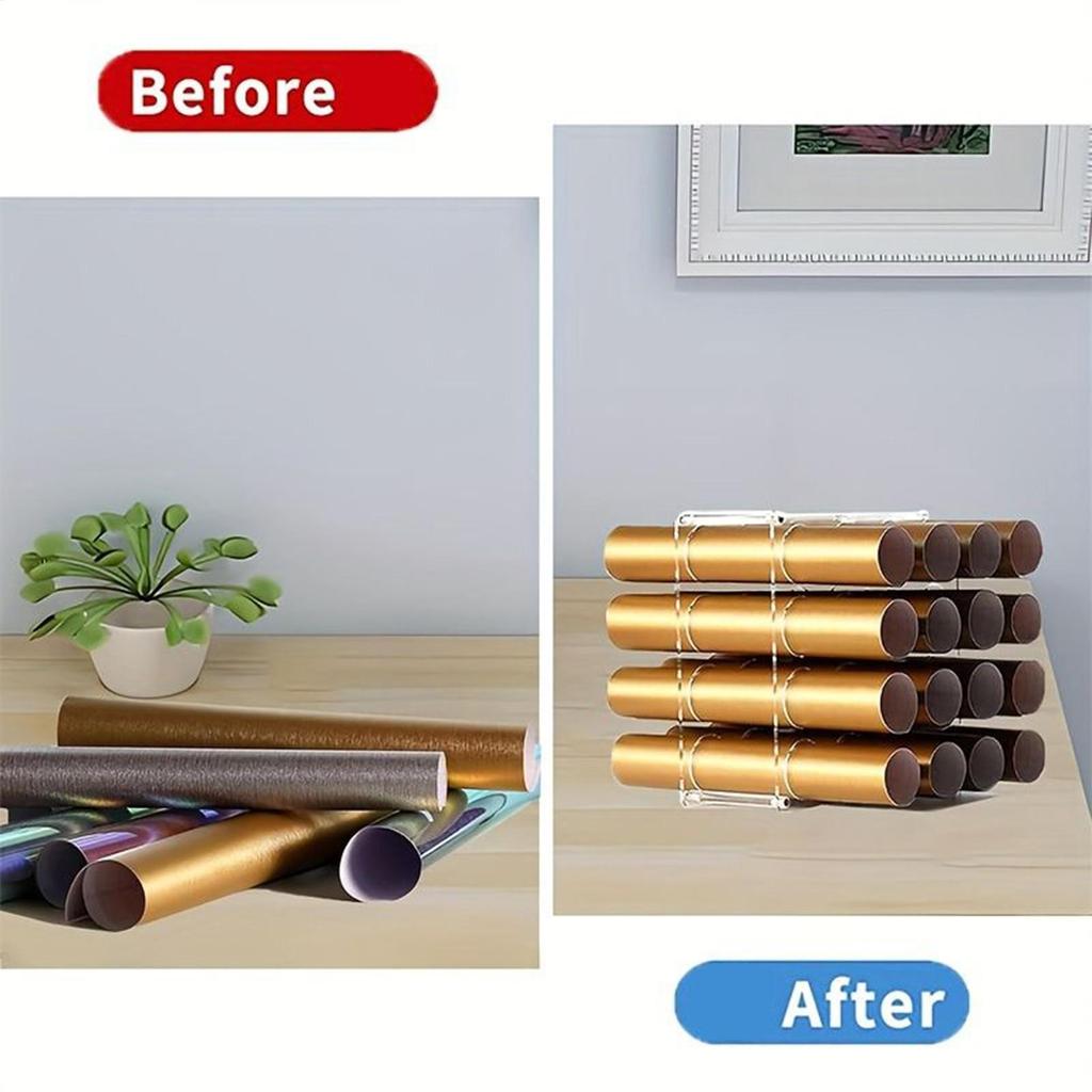 Craft Paper Roll Stand 2 Pieces Clear Acrylic Display Bracket 16-Hole Craft Paper Roll Holder For Organization Desktop Art