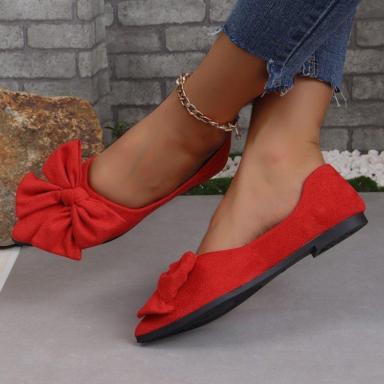 Women Flats Bow Pointed Toe Shoes Female Suede Walking Dress Shoes Spring Fashion Casual Sandals Shallow Zapatillas Mujer