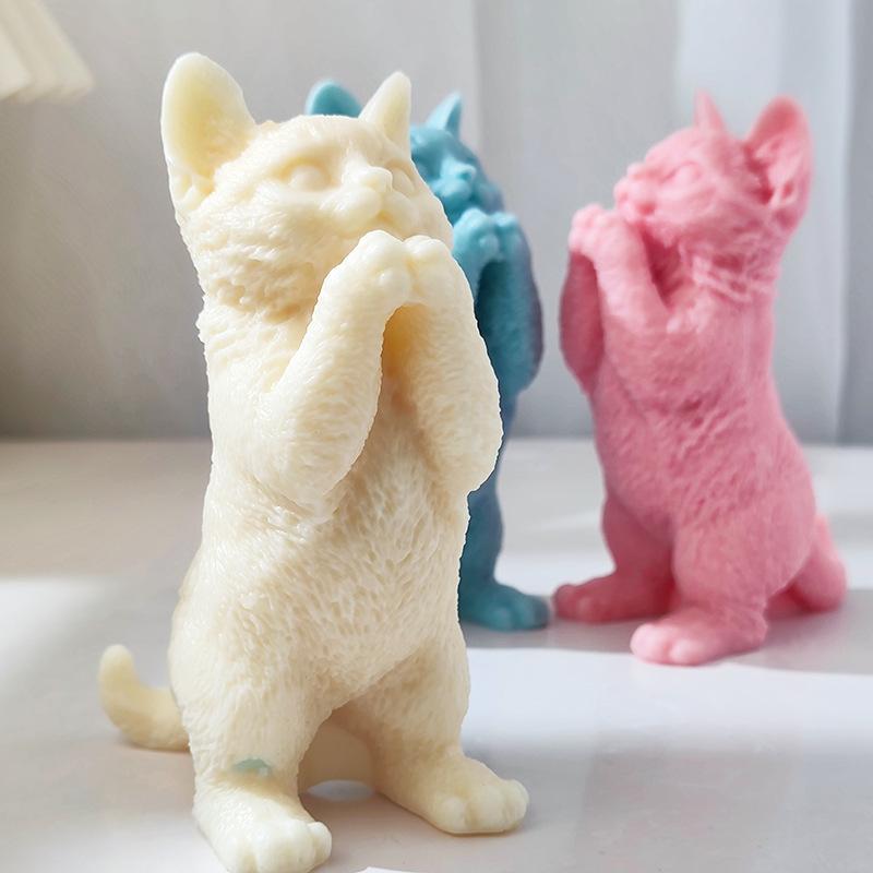 Large Cat Candle mold Teddy Dog Silicone Candle Mold Lovely Animal Pet Gypsum Resin Soap Ice Chocolate Baking Mould Home Decor