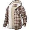 Мужская осенне-зимняя куртка с принтом в клетку, на флисовой подкладке, с длинными рукавами и капюшоном