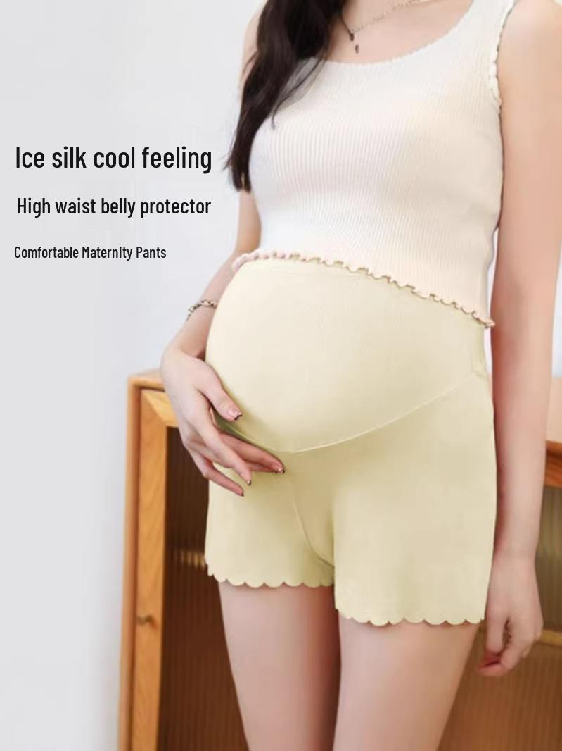 

Maternity High Waist Tummy Support Shorts - Breathable, Elastic, Versatile Pregnancy Base Layer XL (130-150 lbs)