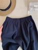 Ultra-Comfy Dark Blue Cotton & Linen Elastic Waist Women's Summer Pants