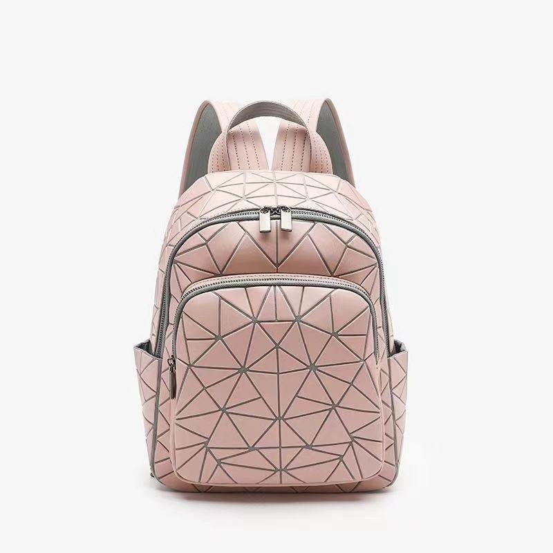 Moderner Unisex Rucksack mit Diamantmuster aus PVC für Freizeit und Reisen, mit großem Fassungsvermögen