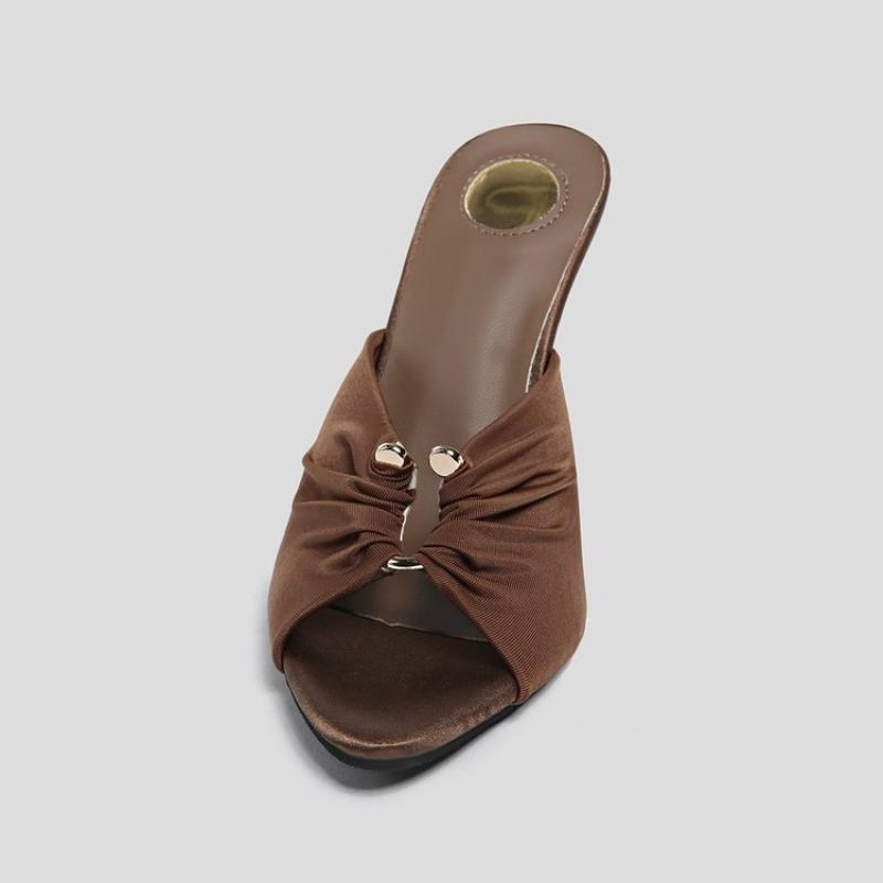 Versatile Non-slip Stiletto Sandals for Women Summer New Style Pointed Open Toe Metal Buckle Temperament High Heels