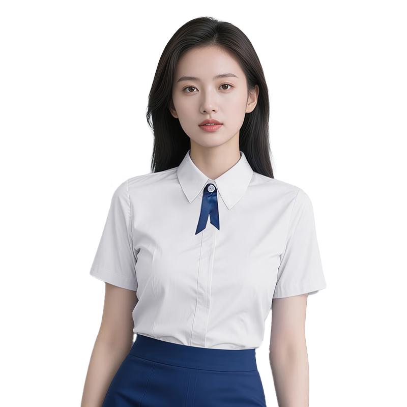

Women s Short-Sleeve Hidden Placket Professional Shirt L
