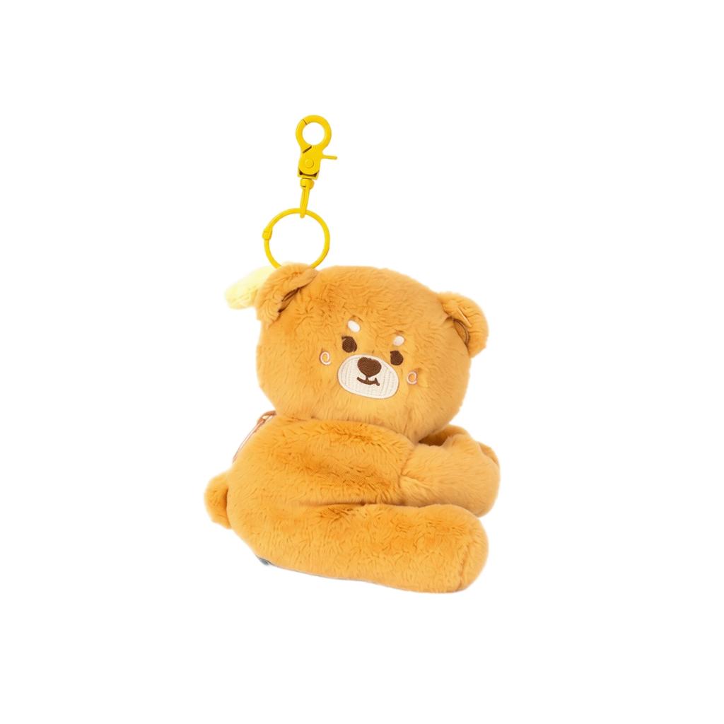 Foldable Plush Animal Shopping Bag Keychain Soft Stuffed Toy Portable Reusable Bag with Clip for Easy Carrying and Storage