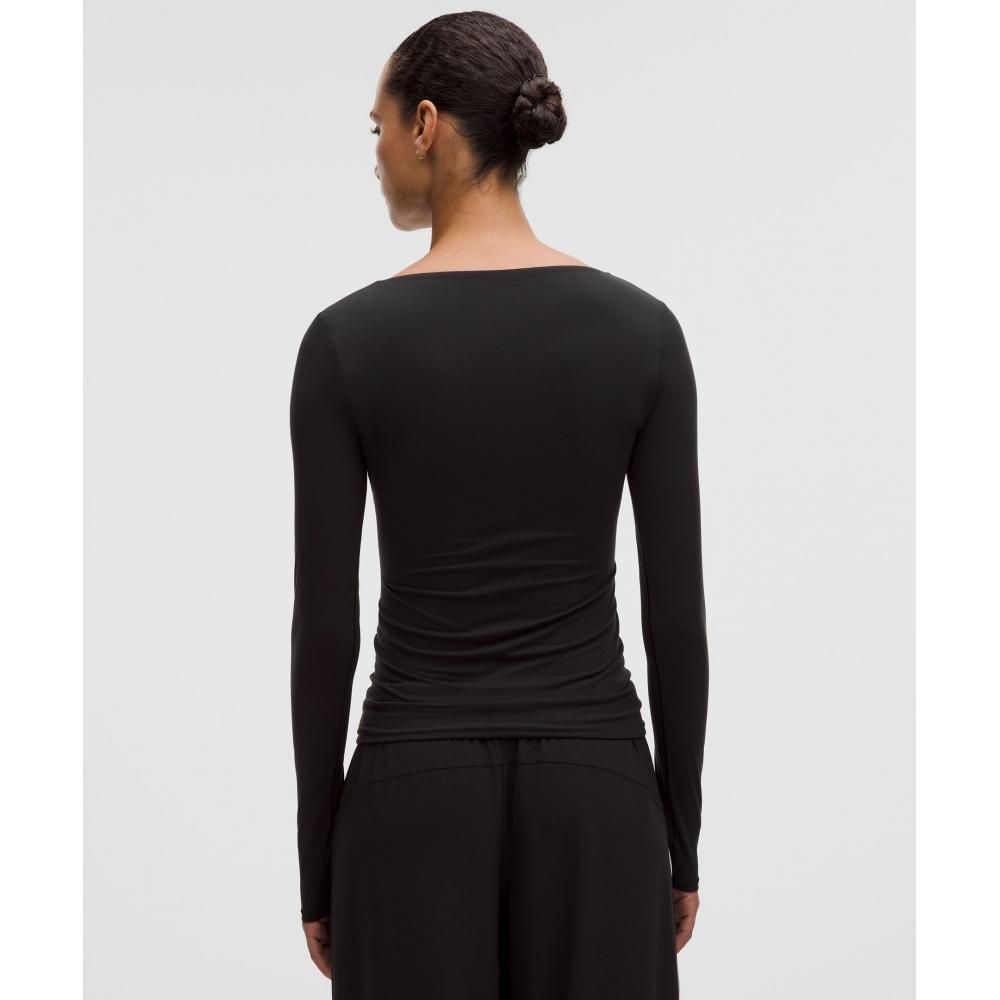 Lululemon Wundermost Ultra Soft Nulu Square Neck Long Sleeve Shirt Black