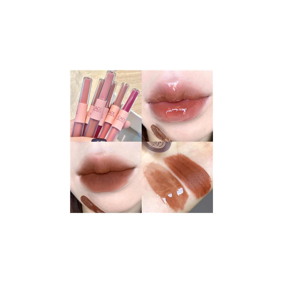 6 Colors 2 In 1 Double-end Lip Gloss Liquid Lipstick Set