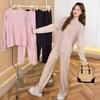 Large size loose knitted sweater women's two-piece set autumn and winter new round neck pullover sweater wide-leg pants set women