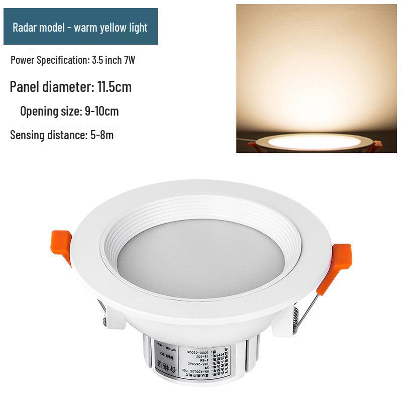 Infrared Motion Sensor Recessed Downlight with Sound Control, 3-inch Ceiling, 4-inch Cut-out Spotlight for Aisles.