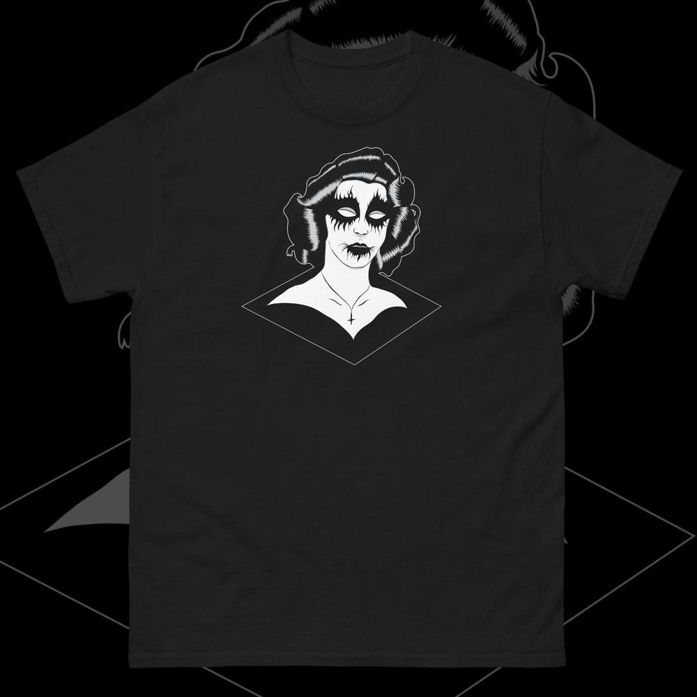 

Рубашка Пин-ап с Корпспэйнтом Блэк-металл Ну-готика Пастельная готика Сексуальная Музыка Унисекс Футболка S