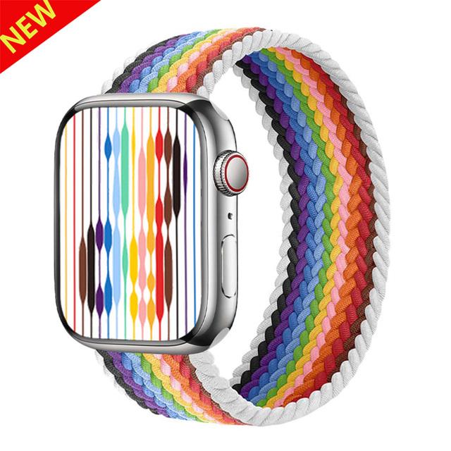 Strap For Apple Watch Band 44mm 40mm 45mm 41mm 49mm 38mm 42mm Elastic Braided Solo Loop Bracelet Iwatch Series 7 Se 3 6 8 Ultra