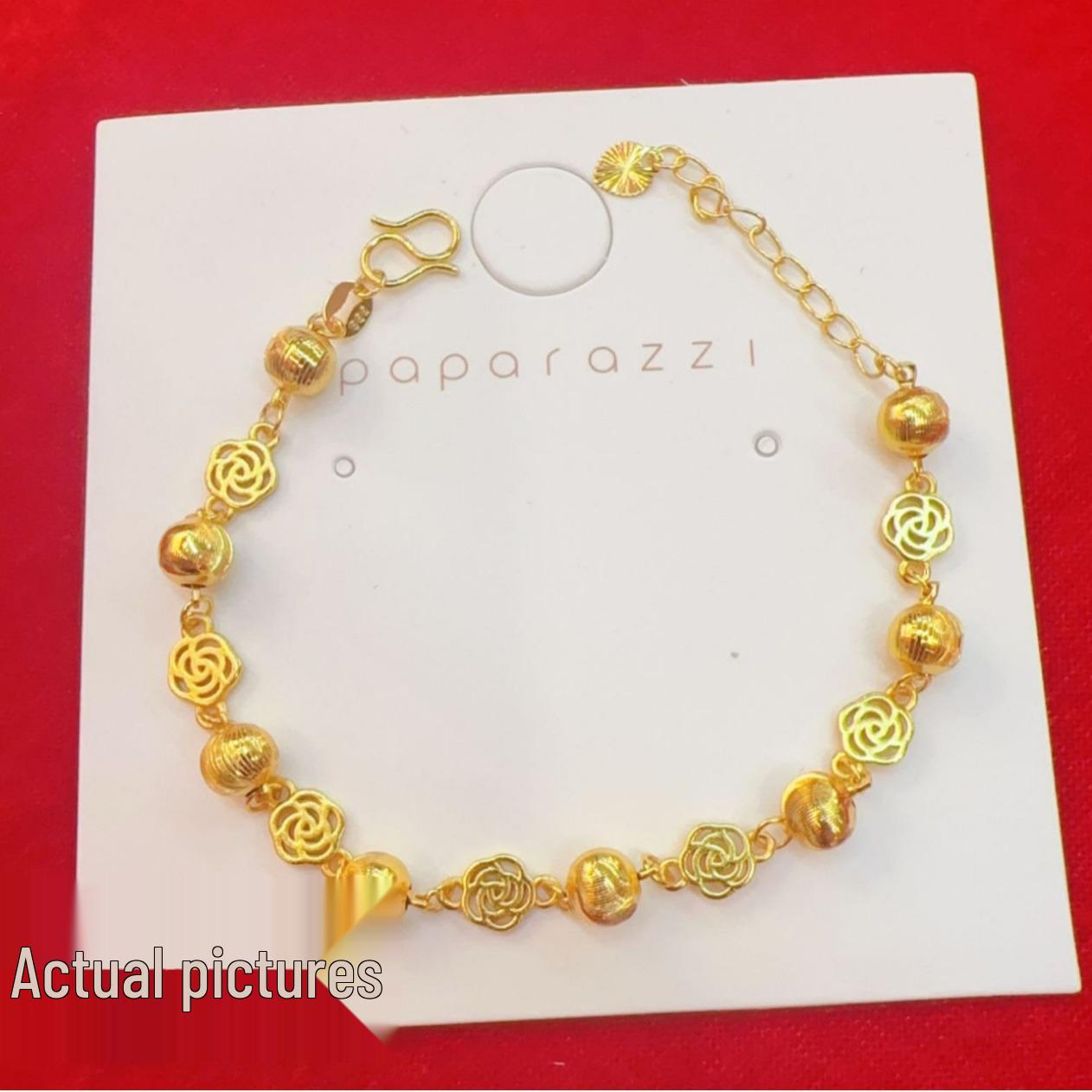 

Универсальный браслет из бусин «Кошачий глаз» Ландыш в имитации золота - Изысканное ручное украшение