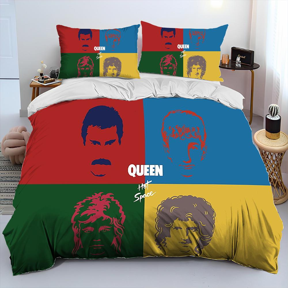 Freddie Mercury Queen-Rockband Bettdecke Bettwäscheset, Bettbezug Bettset Steppdecke Kissenbezug, King Queen Size Bettwäscheset