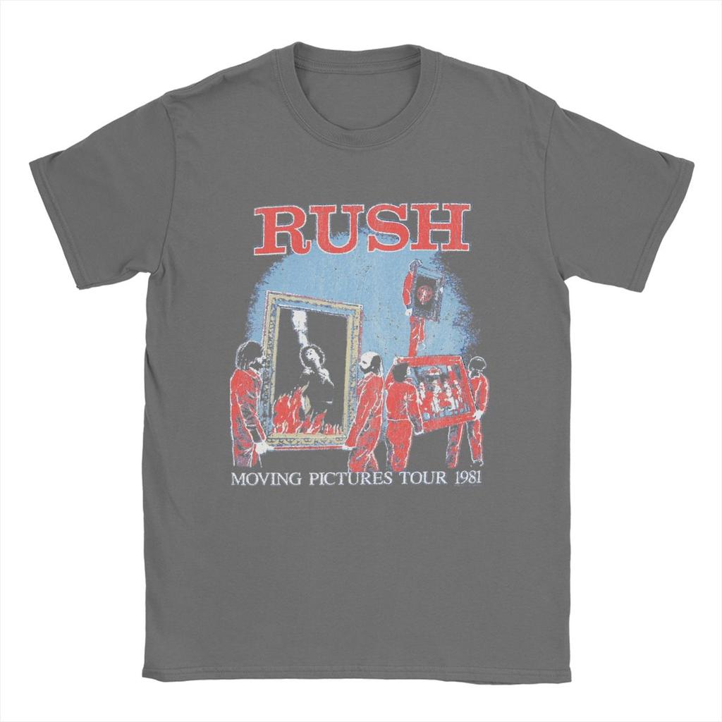 Novelty Rush Moving Pictures Tour Band T-Shirt for Men Pure Cotton T Shirt Short Sleeve Tee Shirt Gift Idea Clothing