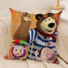 M-Masha And B-Bears Cushion Cover Silky Short Plush Double-Sided Printed Pillow Case For Sofa All Seasons Home Decor Gift