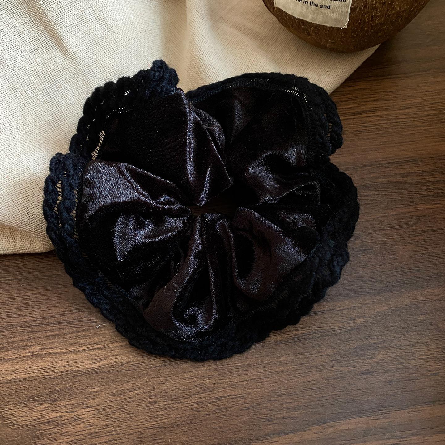 Autumn and winter retro fabric geometric lace hair band large intestine lazy wind large intestine hair band Korean oversized hair accessories