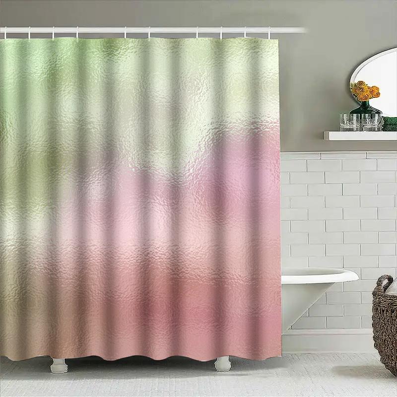 Shower Curtain With Soft Gradient Colors Pink Green Blush White Pastel Bath Waterproof Decorative Shower Curtain For Home Bathro