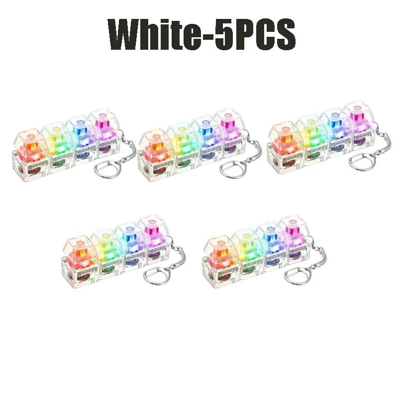 LED Keyboard Keychain Squeeze Toys 4 Keys Keyboard Keycaps Relieve Stress Toy Party Stress Relief Keyboard Cap for Adult