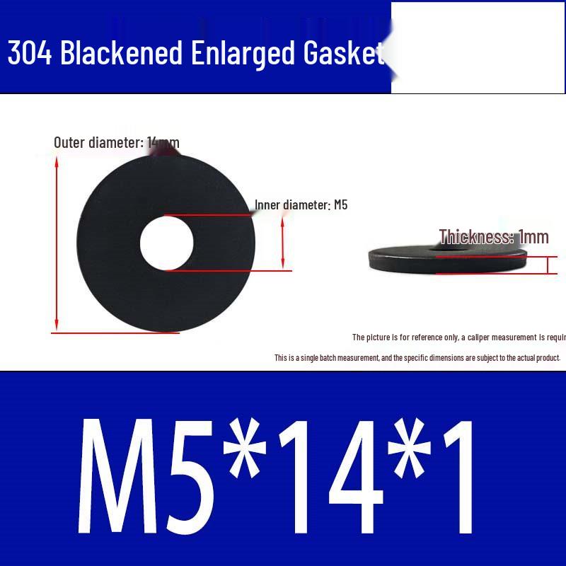 Large Black 304 Stainless Steel Ultra-Thin Oversized Flat Washer, Zinc-Plated