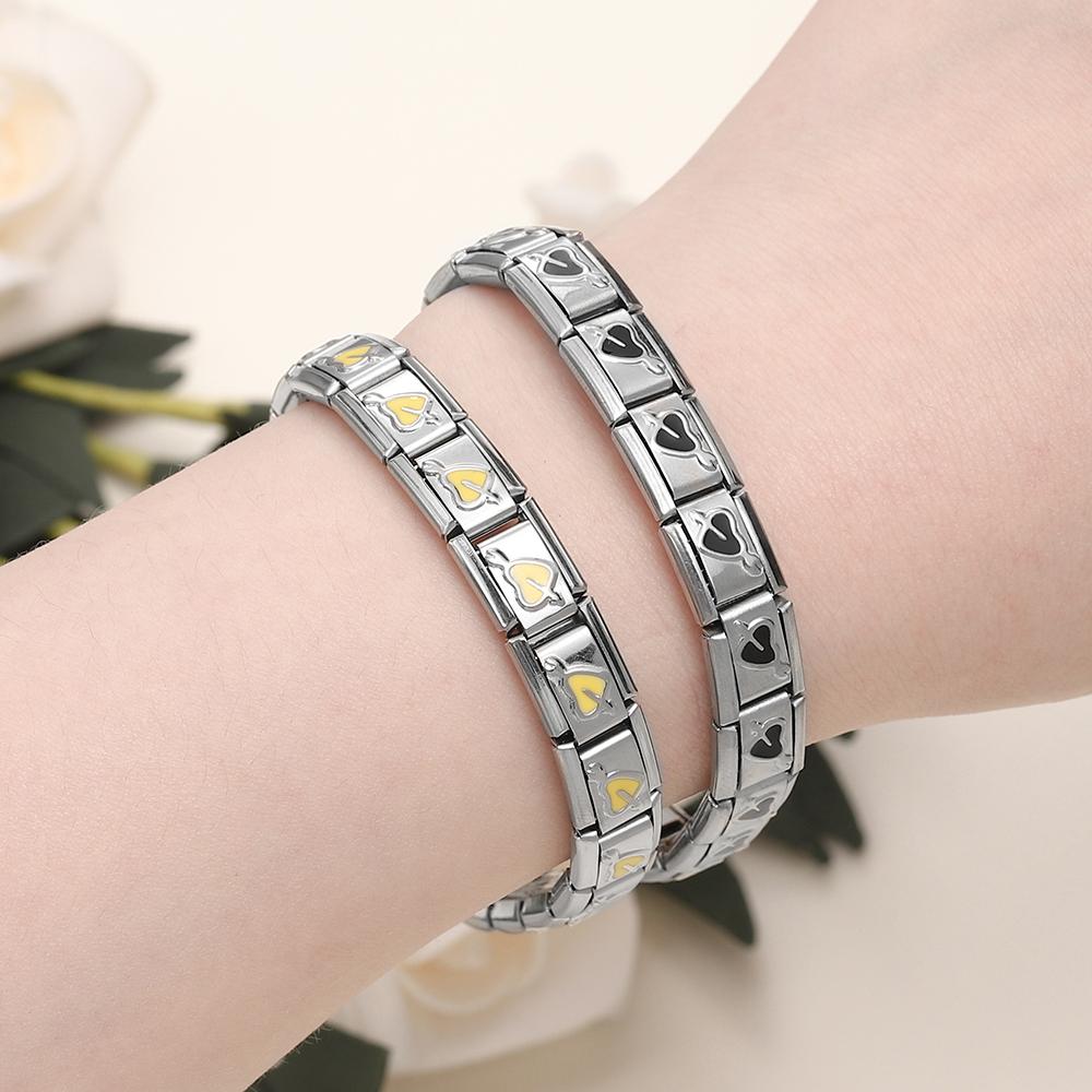 1pcs Fashion 3 Styles Heart Love Charms Italian Links Fit 9mm Bracelet Stainless Steel DIY Making Women Jewelry
