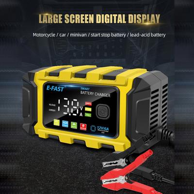 E-FAST Car Battery Chargers 12V6A Full Automatic Battery Chargers Maintainer Portable Trickle