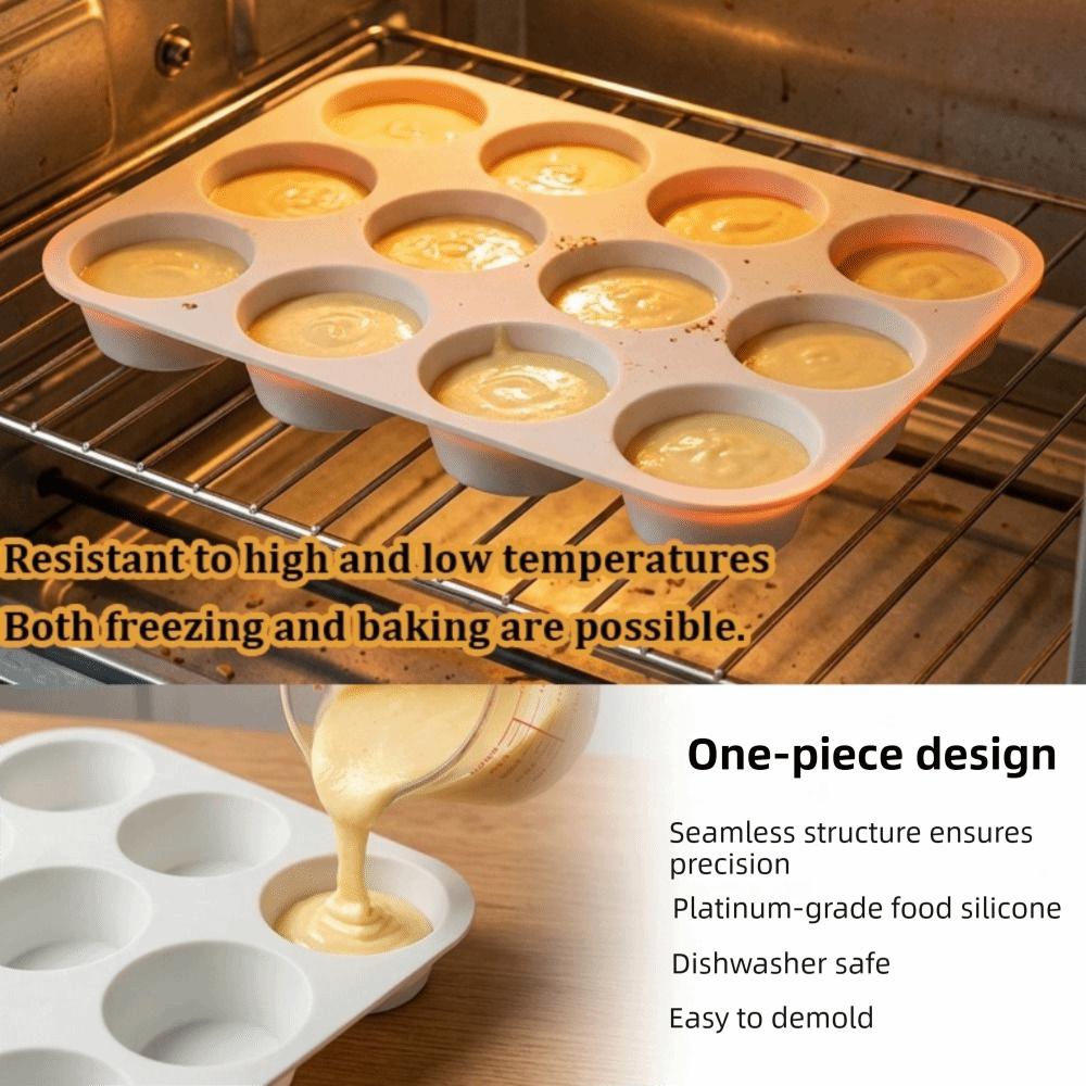 12 Cavity Silicone Baking Molds Non-Stick Cupcake Molds New Pudding Mould  for  Dessert Baking