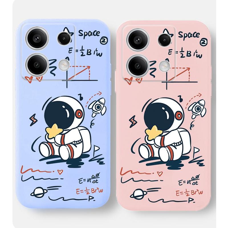 

Мягкий силиконовый чехол для телефона с изображением астронавта для Xiaomi Redmi Note 13 Pro 14C 13C 12C 11 10 9 8 Poco C65 X3 Pro Camera Защитный противоударный полный чехол Xiaomi Poco X3 чёрный