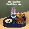 3 In 1 Pet Dog Feeder Bowl with Dog Water Bottle Cat Automatic Drinking Cat Food Bowl Pet Double 3 Bowls Stainless Steel Feeder