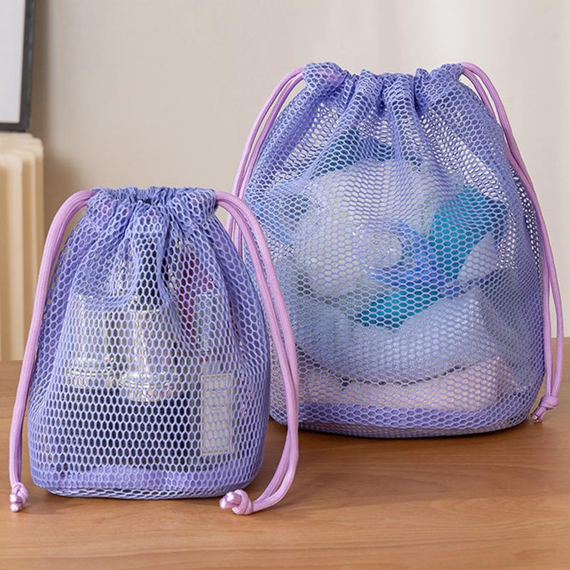 Bolsa de Almacenamiento de Malla de Nylon con Cordón Bolsa de Viaje Multiusos Para Productos Digitales Maquillaje Organizador de Cosméticos Exterior