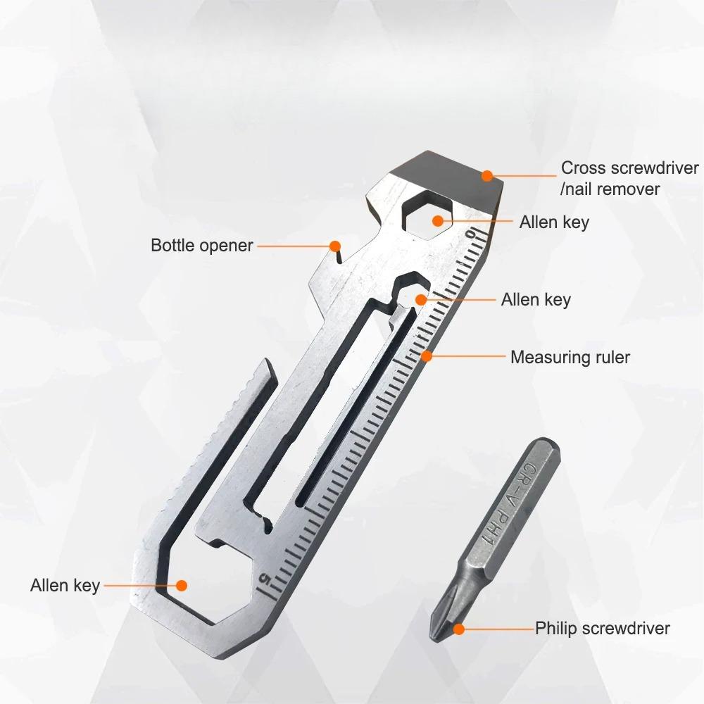 

7 in 1 Stainless Steel Wrench Potable EDC Gadget Bottle Opener Outdoor Hiking Camping Multifunction Tool
