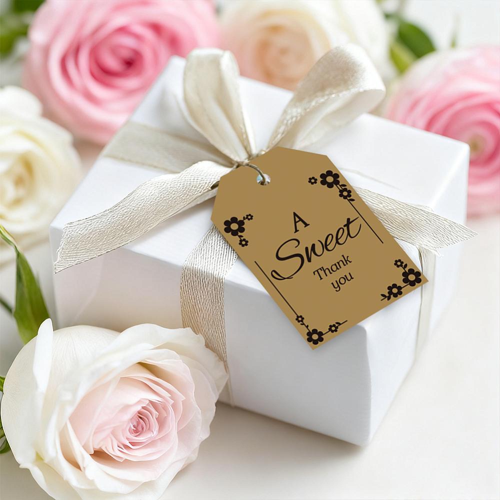 1set 80pcs 4 styles Printed Paper Thank You Gift Tags Rectangle Word 7.7x5.1cm Hole: 5mm 20pcs/style