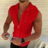 Kurzärmiger Kapuzen-Reißverschluss-Cardigan T-Shirt Herren Sommer Neue Mode Karomuster Ärmelloses T-Shirt Herren Revers-Top
