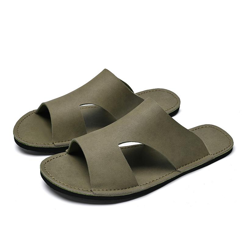 Fashion Outdoor Handmade Mens Slippers Fashion Male Summer Beach Flats Breathable Sandals Quick Dry Male Half Drag Non-Slip Flip Flops