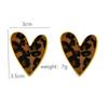 Fashion Vintage Maillard Sexy Leopard Print Love Heart Shaped Earrings for Women Design Simple Peach Heart Jewelry Birthday Gift