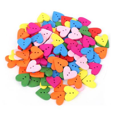 200 Buc Buton Colorat din Lemn Retro Formă de Inimă DIY Accesorii Decorare Haine 20mm Colorat Mixt