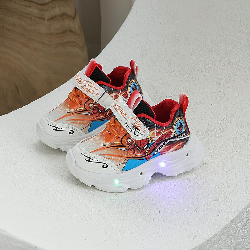 

Spider-Man boys shoes are stylish and fashionable, spring and autumn models, children s light-up sneakers, breathable soft-soled shoes with lights 21-25Code【One Hand5Doub