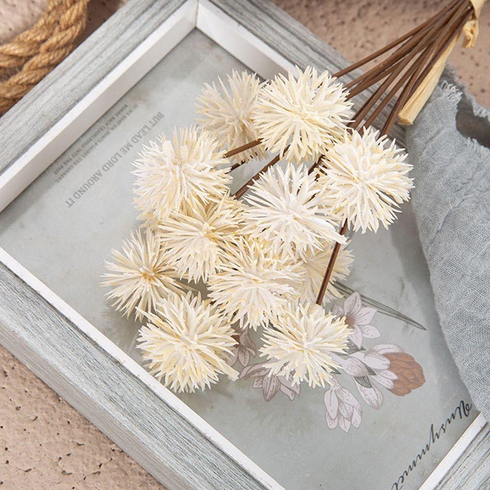 12pcs Handmade Artificial Small Thorn Ball Bouquet Realistic Fake Plants  Home Wedding Decoration