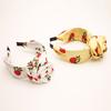 Lystrfac Vintage Front Knot Print Headband Women Turban Wide Knotted Hairband for Ladies Bandanas Female Hair Accessories