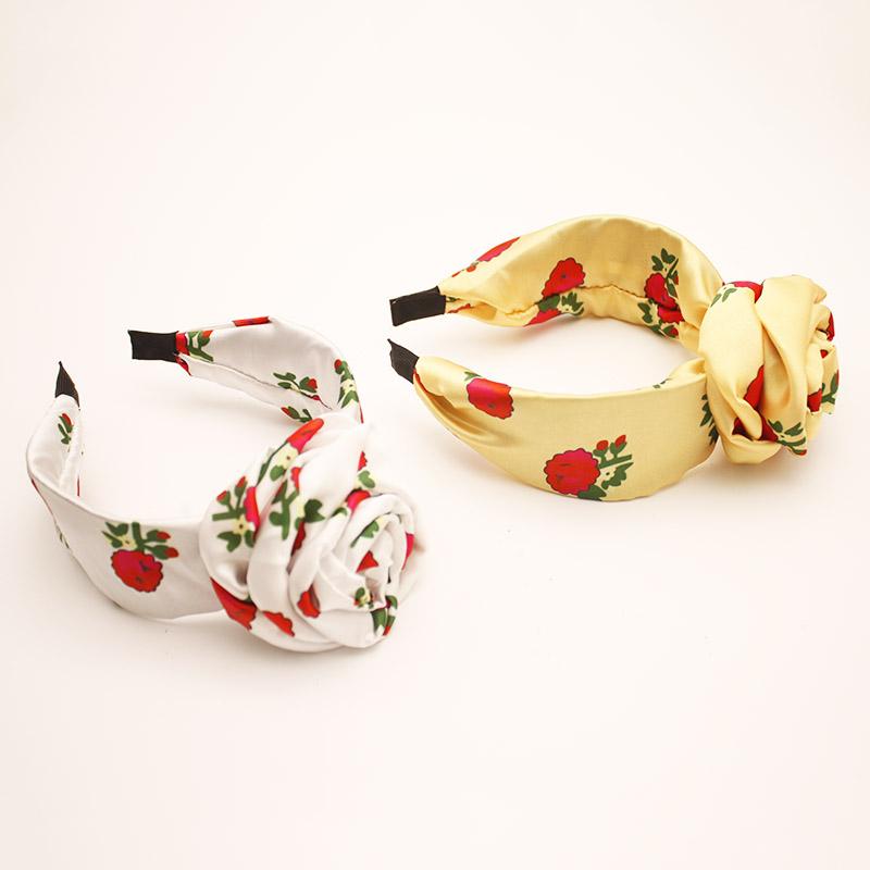 Lystrfac Vintage Front Knot Print Headband Women Turban Wide Knotted Hairband for Ladies Bandanas Female Hair Accessories