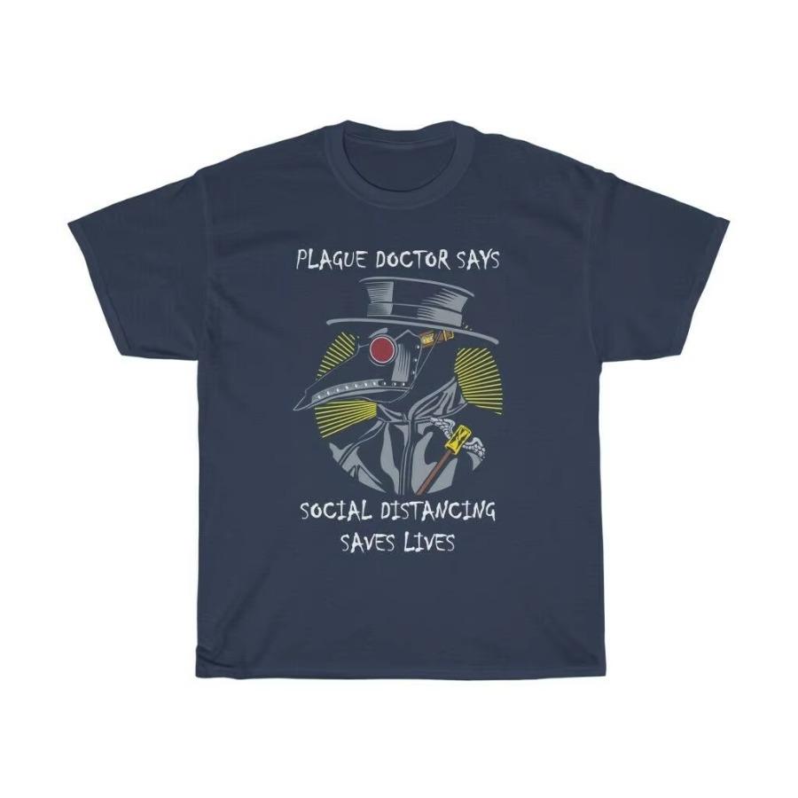 

Social Distancing Saves Lives Plague Doctor TShirt Summer Cotton Short Sleeve ONeck Mens T Shirt New S3XL 4XL