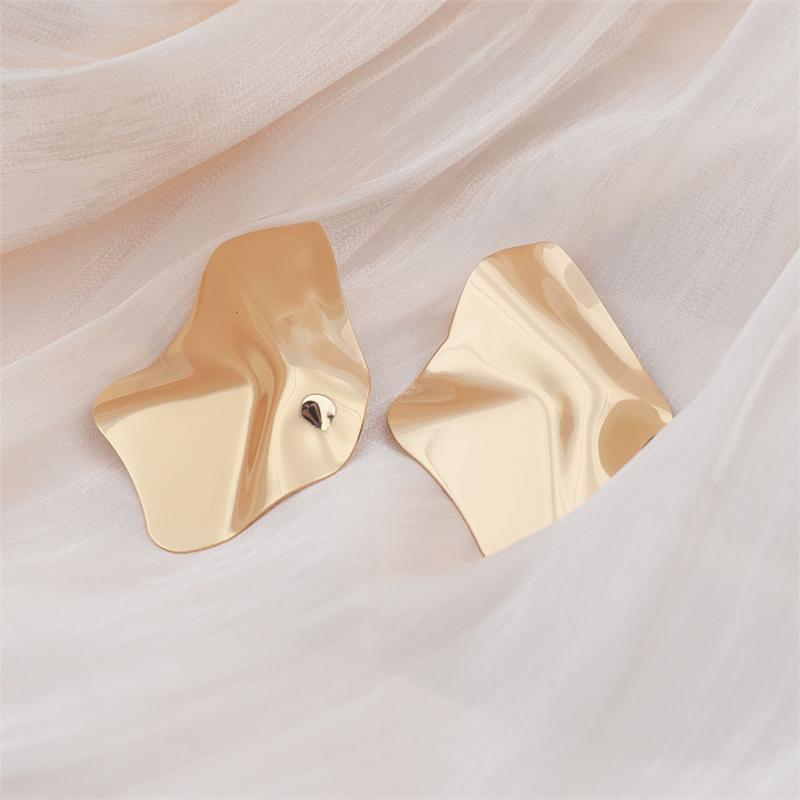 New Exaggerated Irregular Metal Piece Dangle Earrings for Women Uneven Folded Gold Color Metal Hanging Earrings brincos