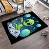 Cute Green Alien Cartoon with Telescope and Space Planets Design Carpet Suitable for use as an anti-slip for living room bedroom sofas