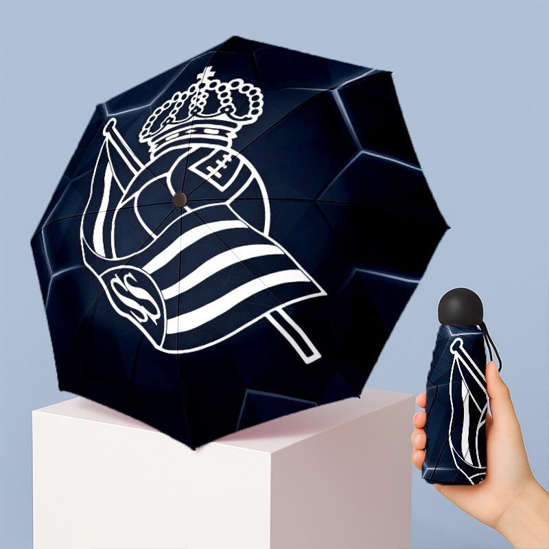 Real Sociedad FC Mini 5 Fold Pocket Umbrella Compact Lightweight Anti UV Rain Sun Protection Umbrella Portable Travel Umbrella