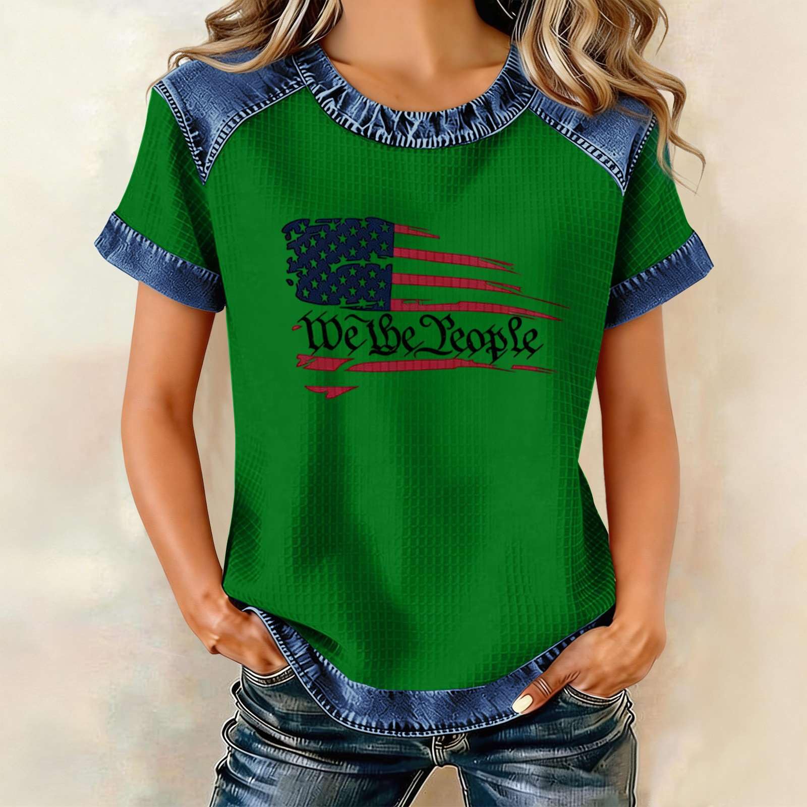 

Женская модная повседневная футболка с принтом букв L армия зеленый